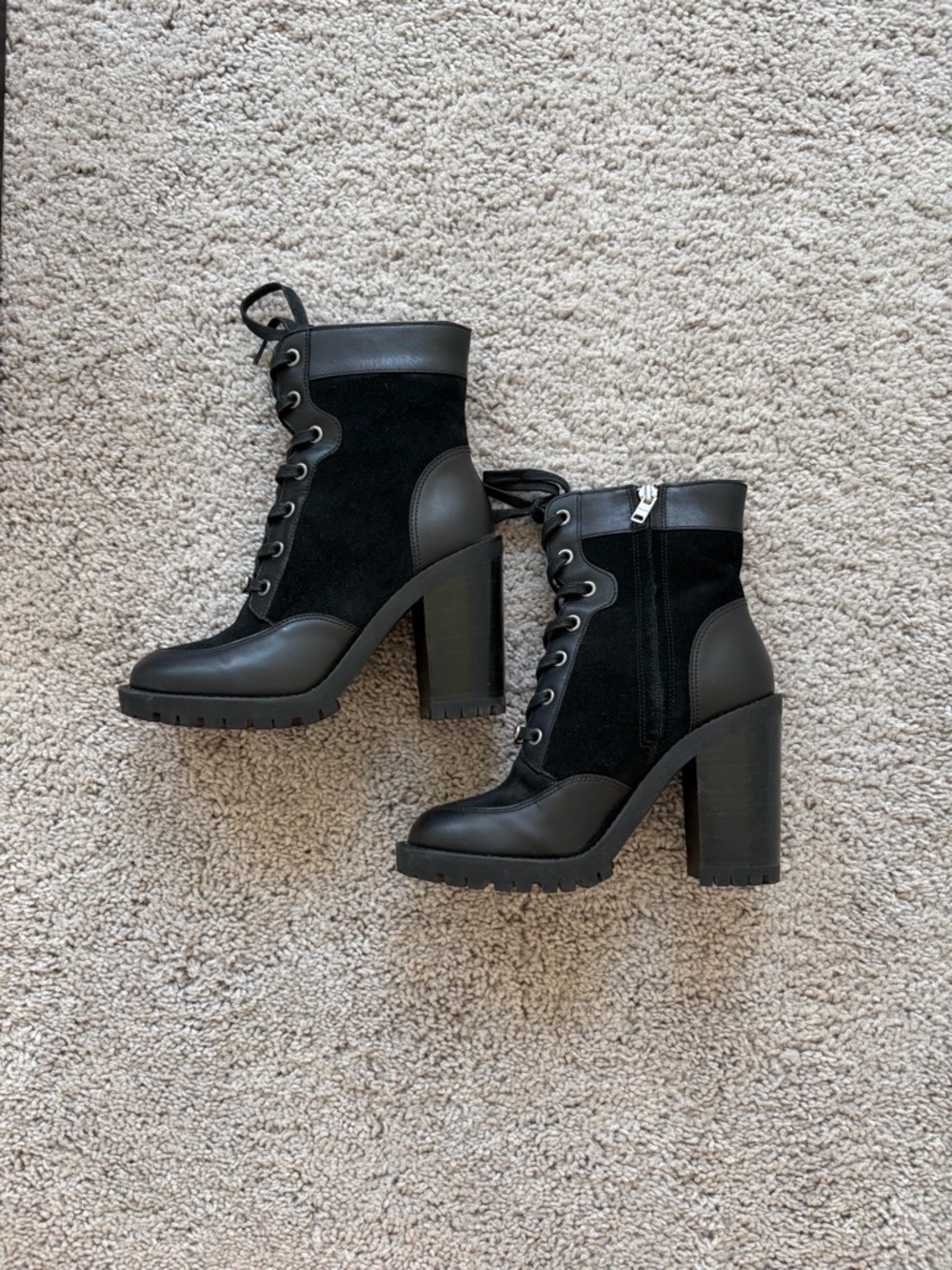 Coach Hedy Lace-Up Booties Black Leather Suede - Picture 4 of 13